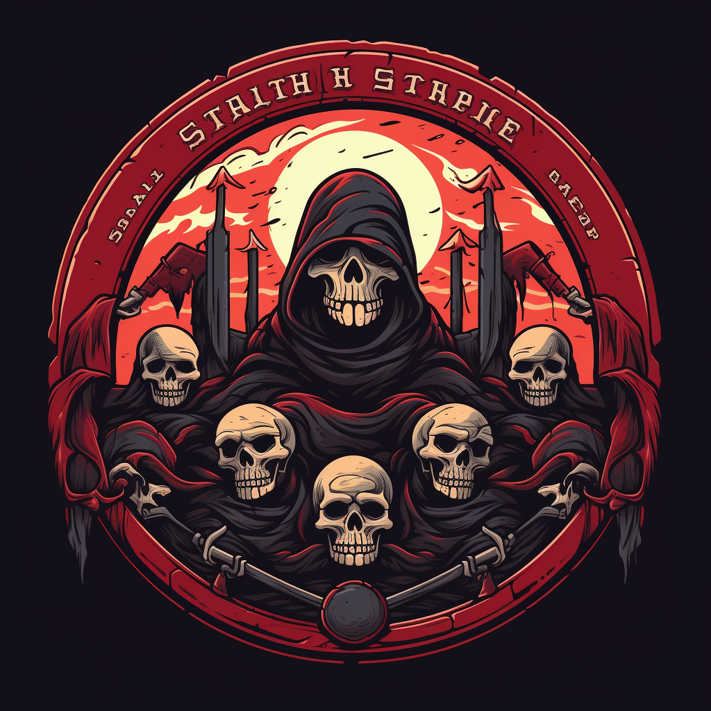 Animated logo with death characters and scythe