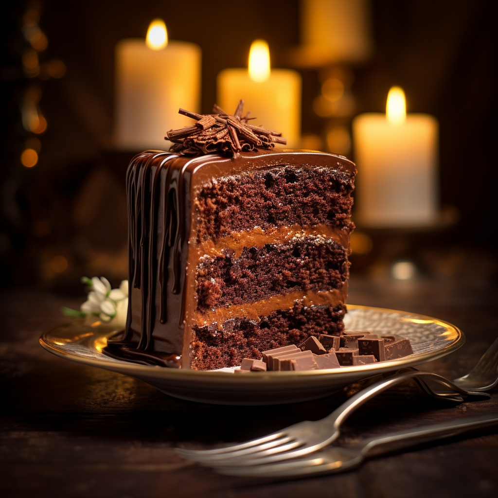 Moist Chocolate Cake Slice Close-Up