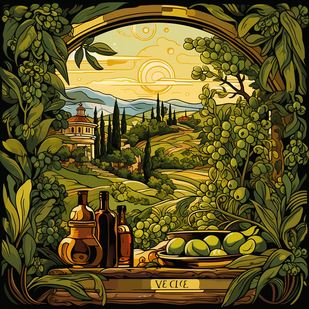 Art Deco olive oil artwork