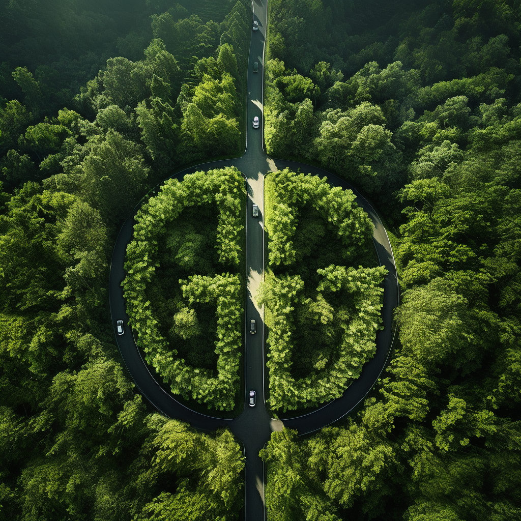 Bird's Eye View of Deciduous Forest Highway