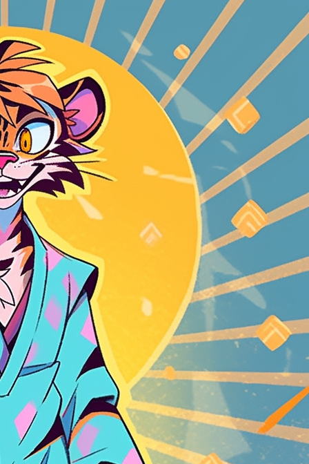 Art Deco Tiger Superhero Cartoon Image