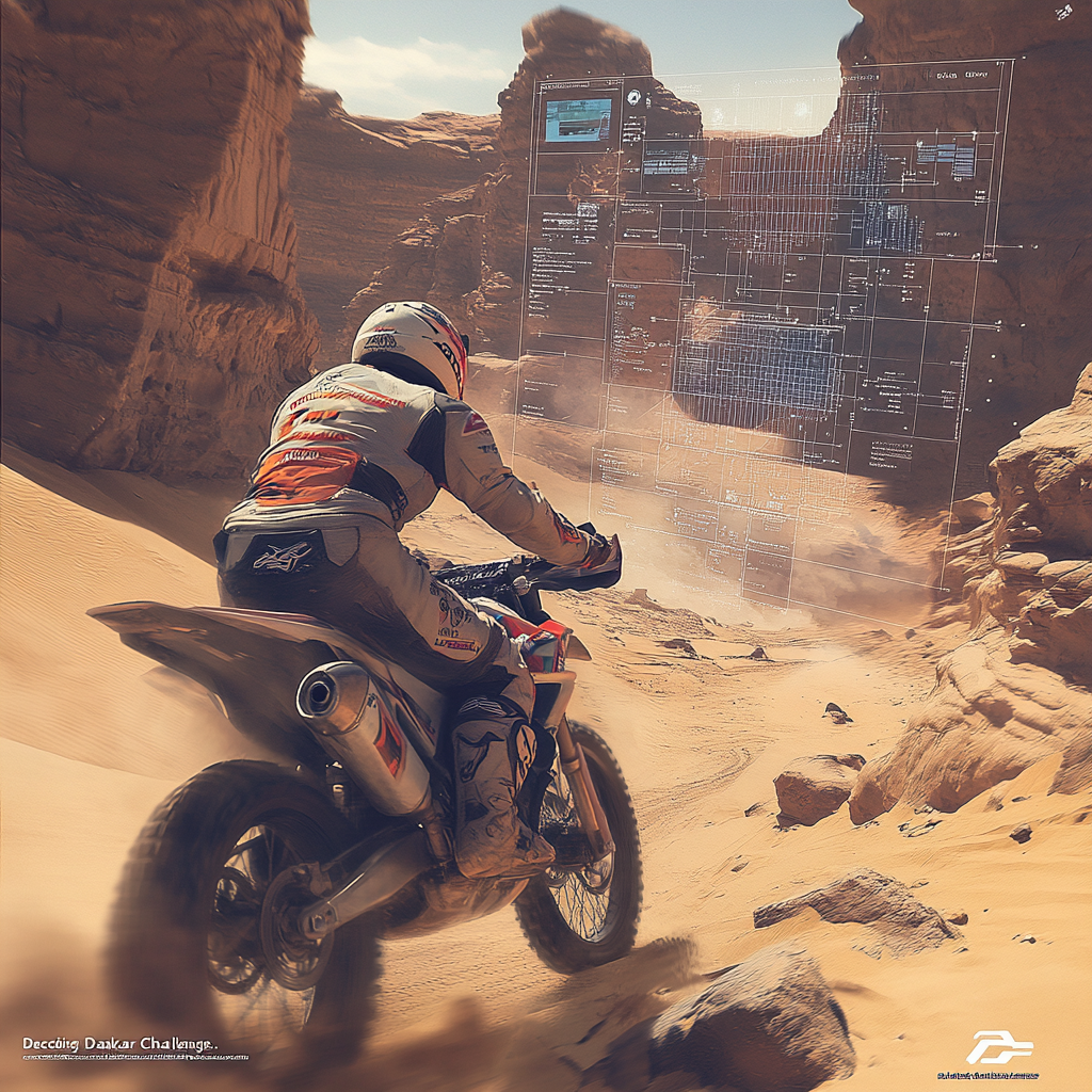 Motorcycle rider Dakar challenge illustration