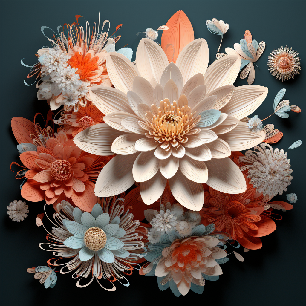 Beautiful stylized 3D flowers