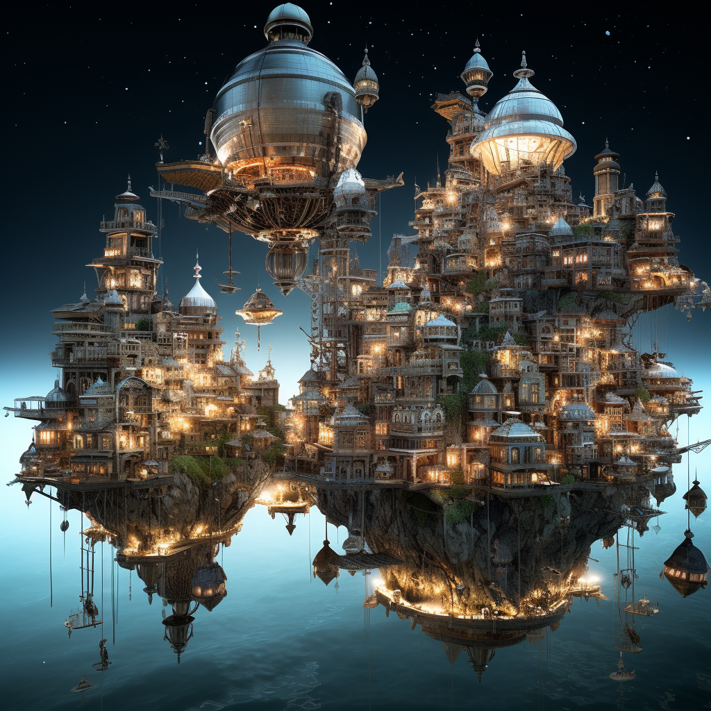 Decopunk Floating City Illustration