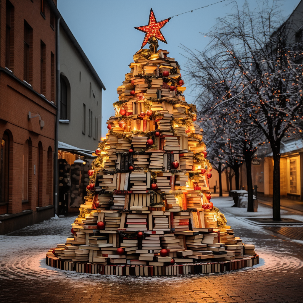 Beautifully decorated Christmas tree in German town