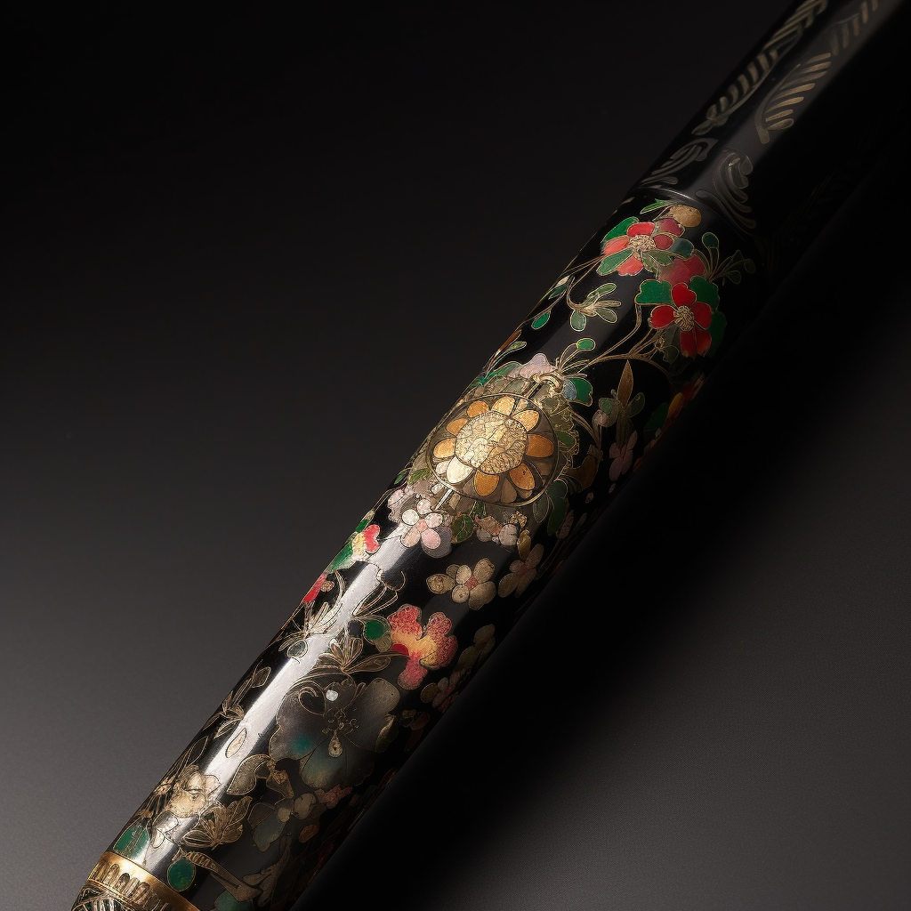 Beautifully crafted Japanese spear on black background