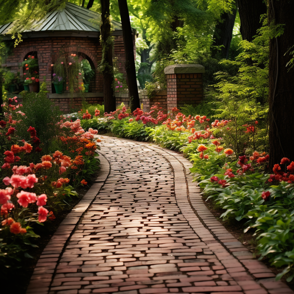 Pathway through a charming garden