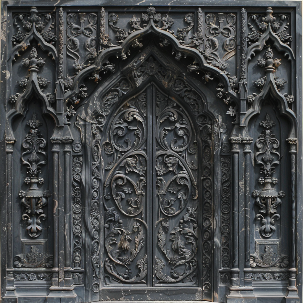 Gothic temple door decoration