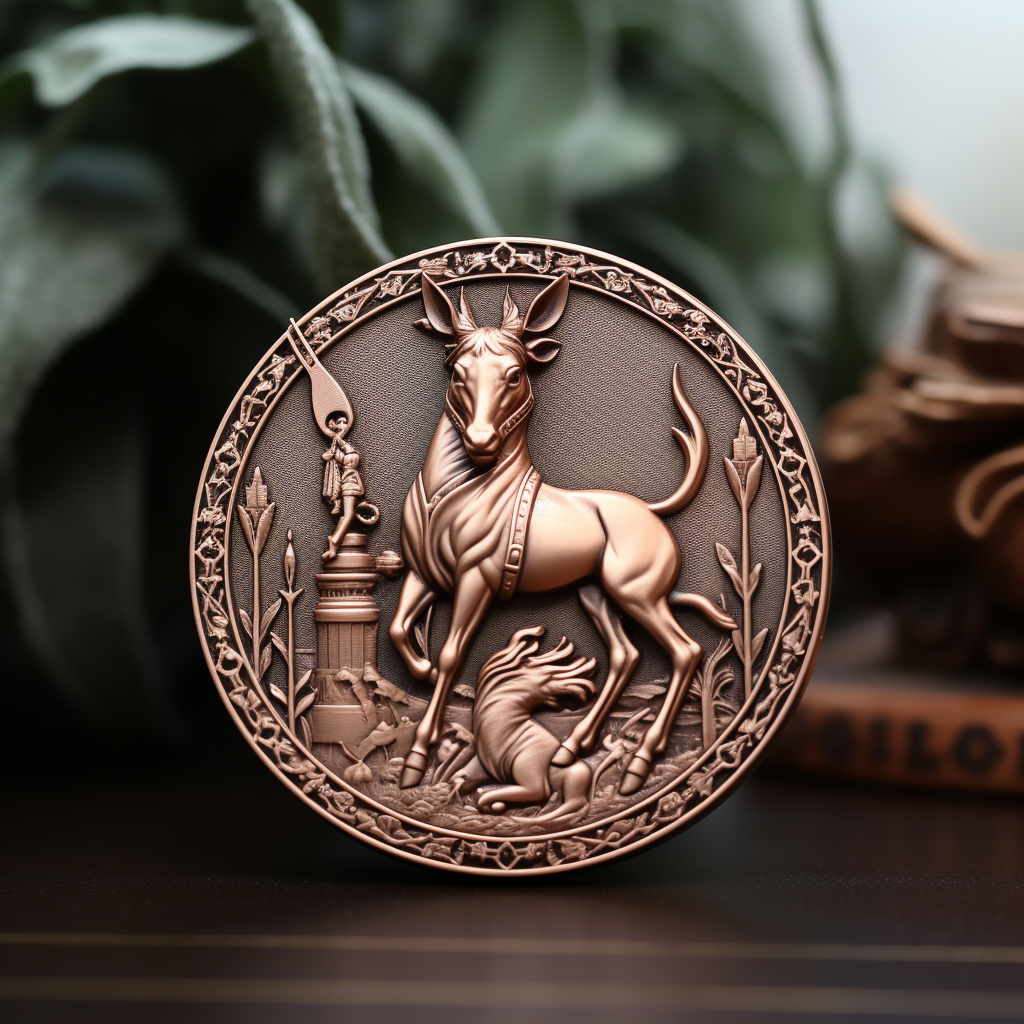 3D printed copper piece of a decorative hunter