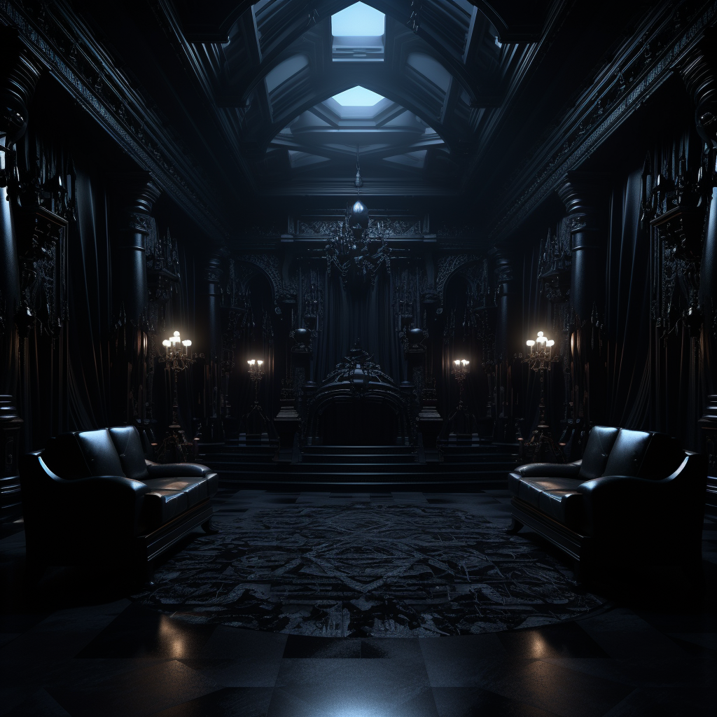 Mysterious black room with stunning CGI visuals