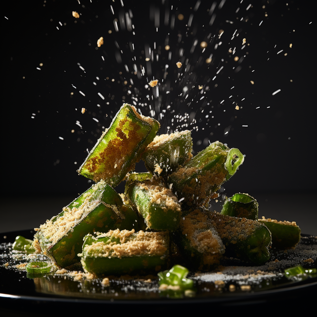 Close-up of crispy deep fried okra