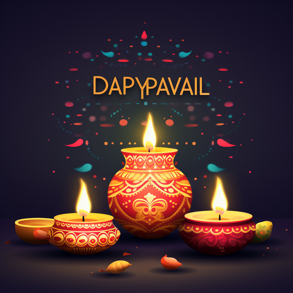 Traditional Diwali decorations and oil lamps