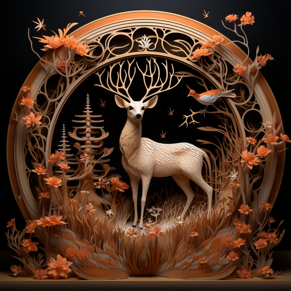 Deer amidst Beautiful Flower Sculptures