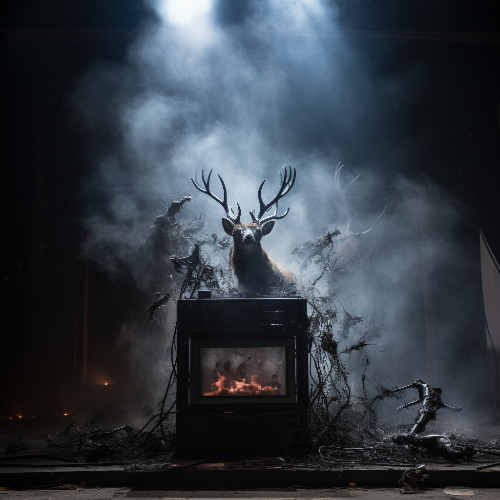 Deer spirit emerging from smoke