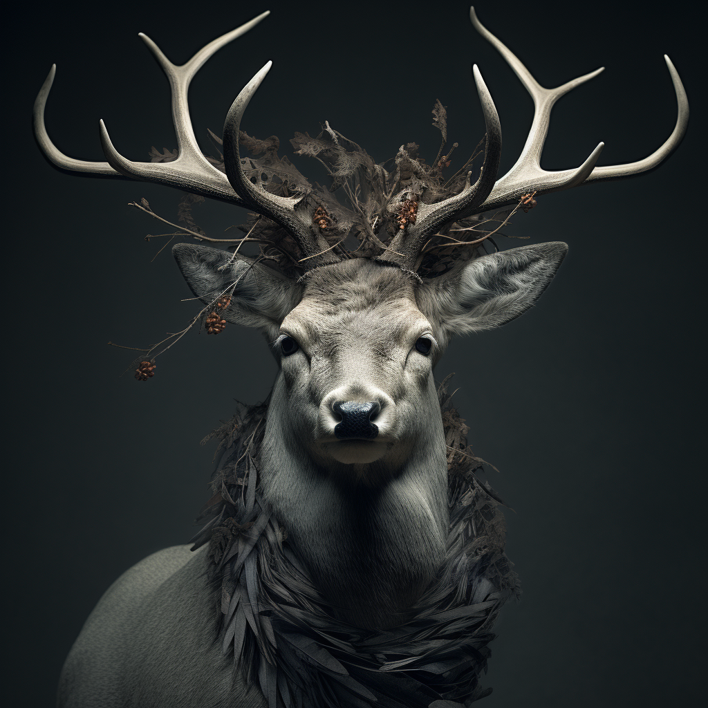 Pigeon with Deer Antlers