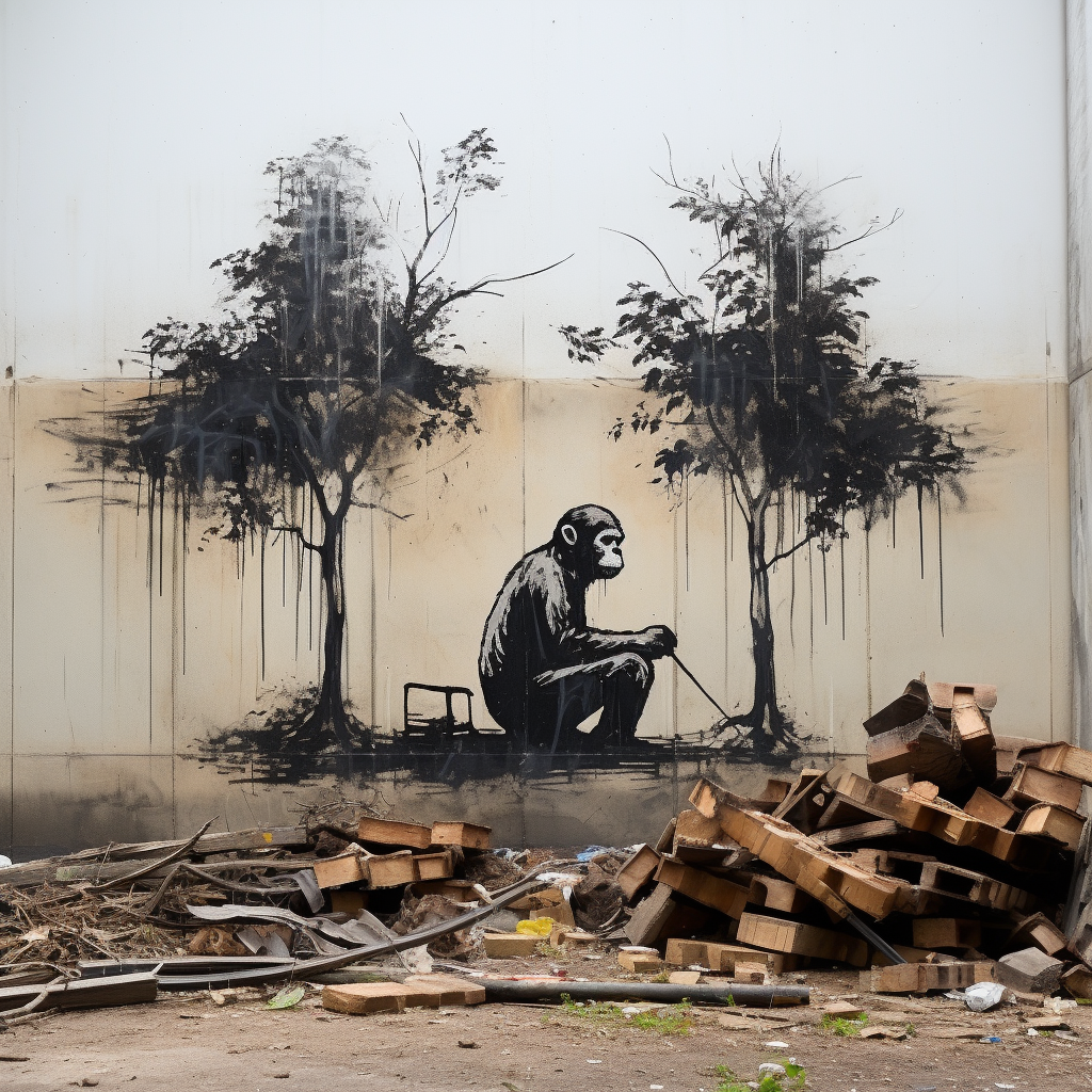 Powerful depiction of deforestation by Banksy