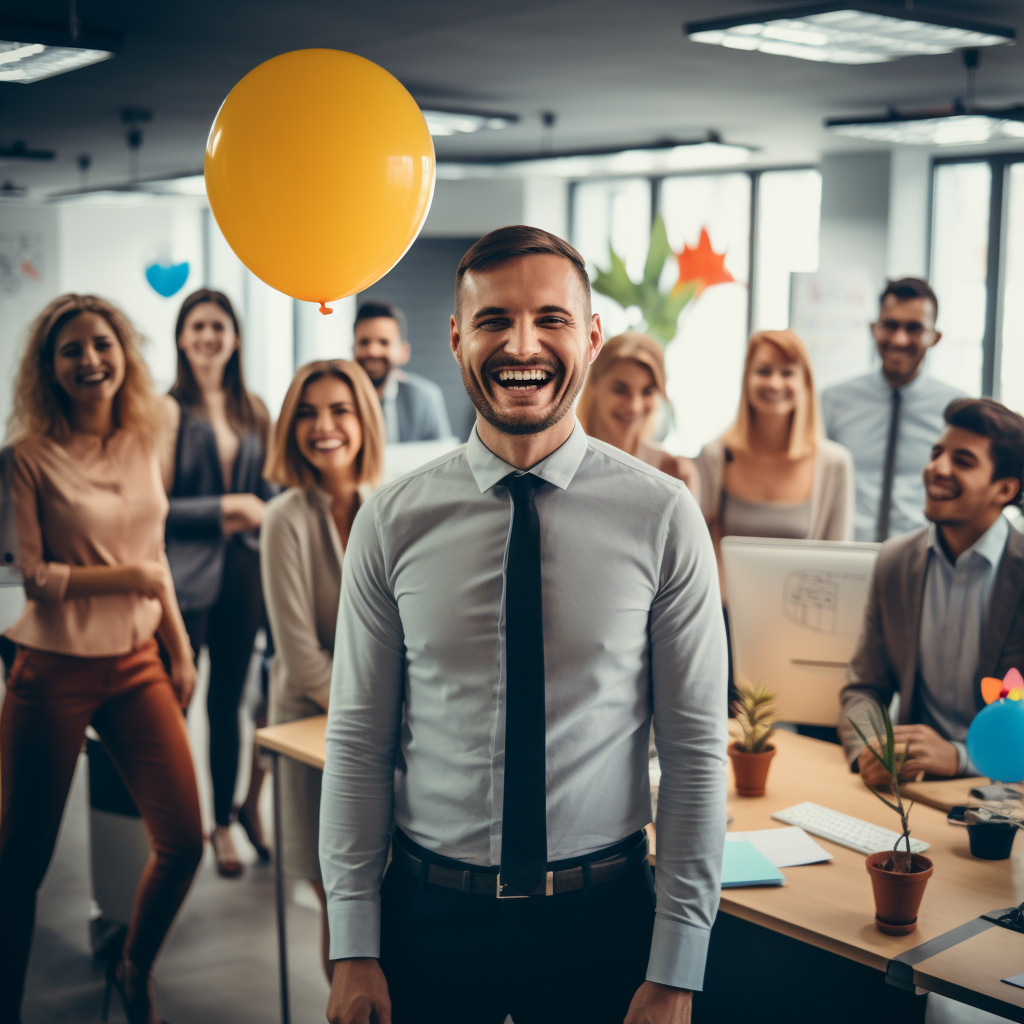 Diverse workplace with happy employees