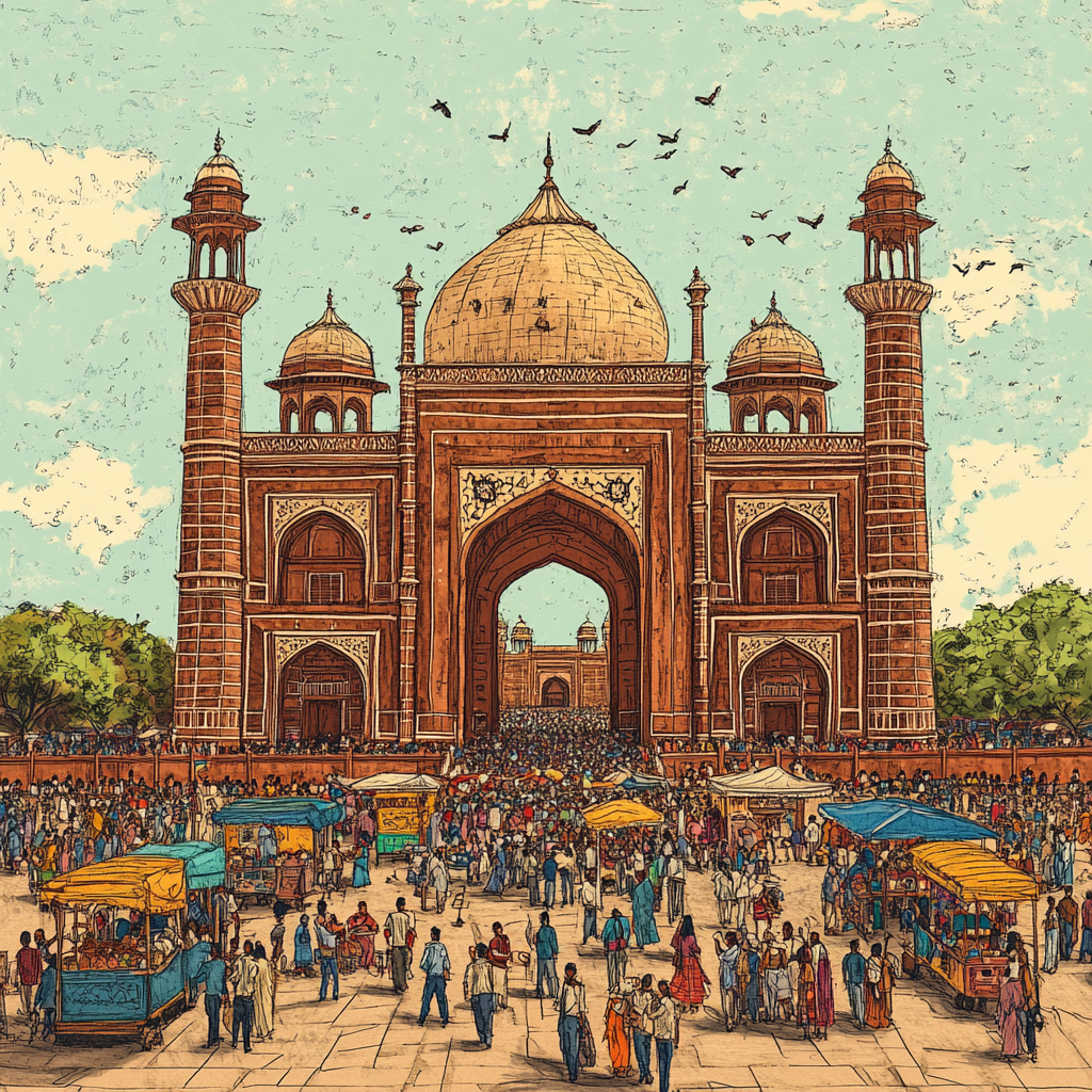 Vibrant Delhi City Sketch Poster