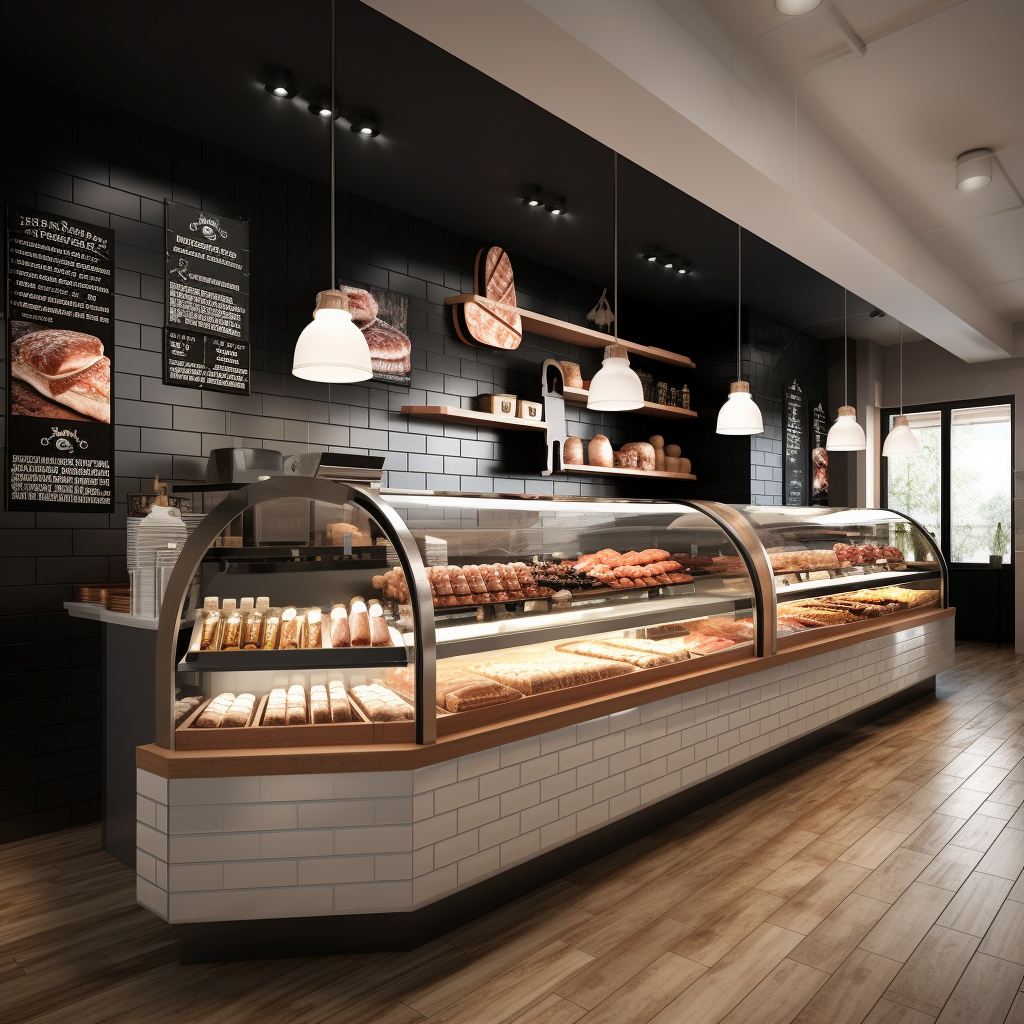 Interior design of deli sandwich store