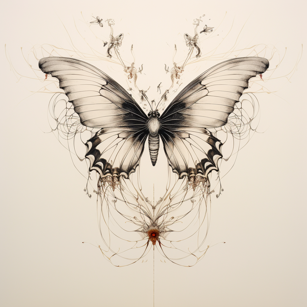 Beautiful butterfly line drawing