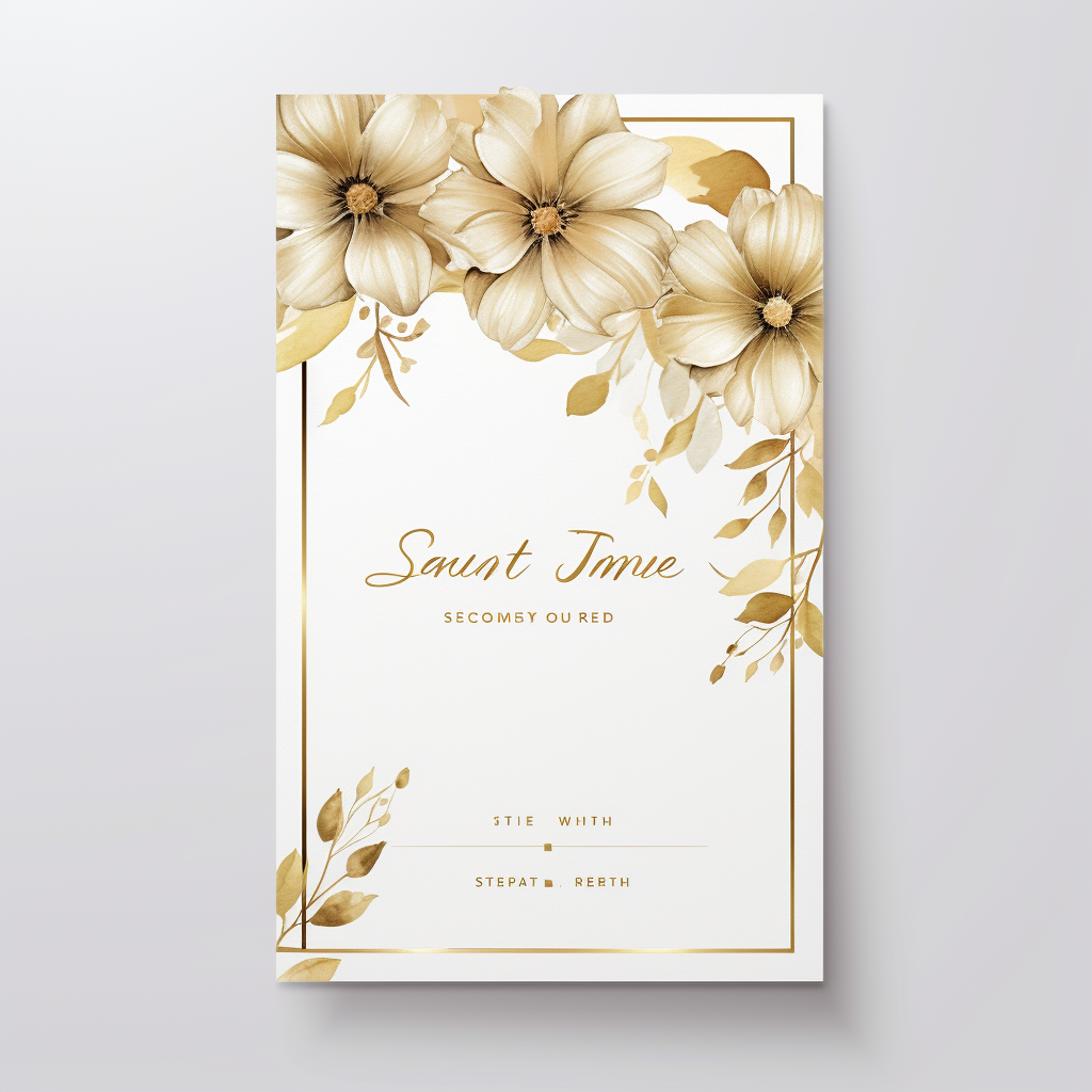 Delicate wedding invitation with gold accents