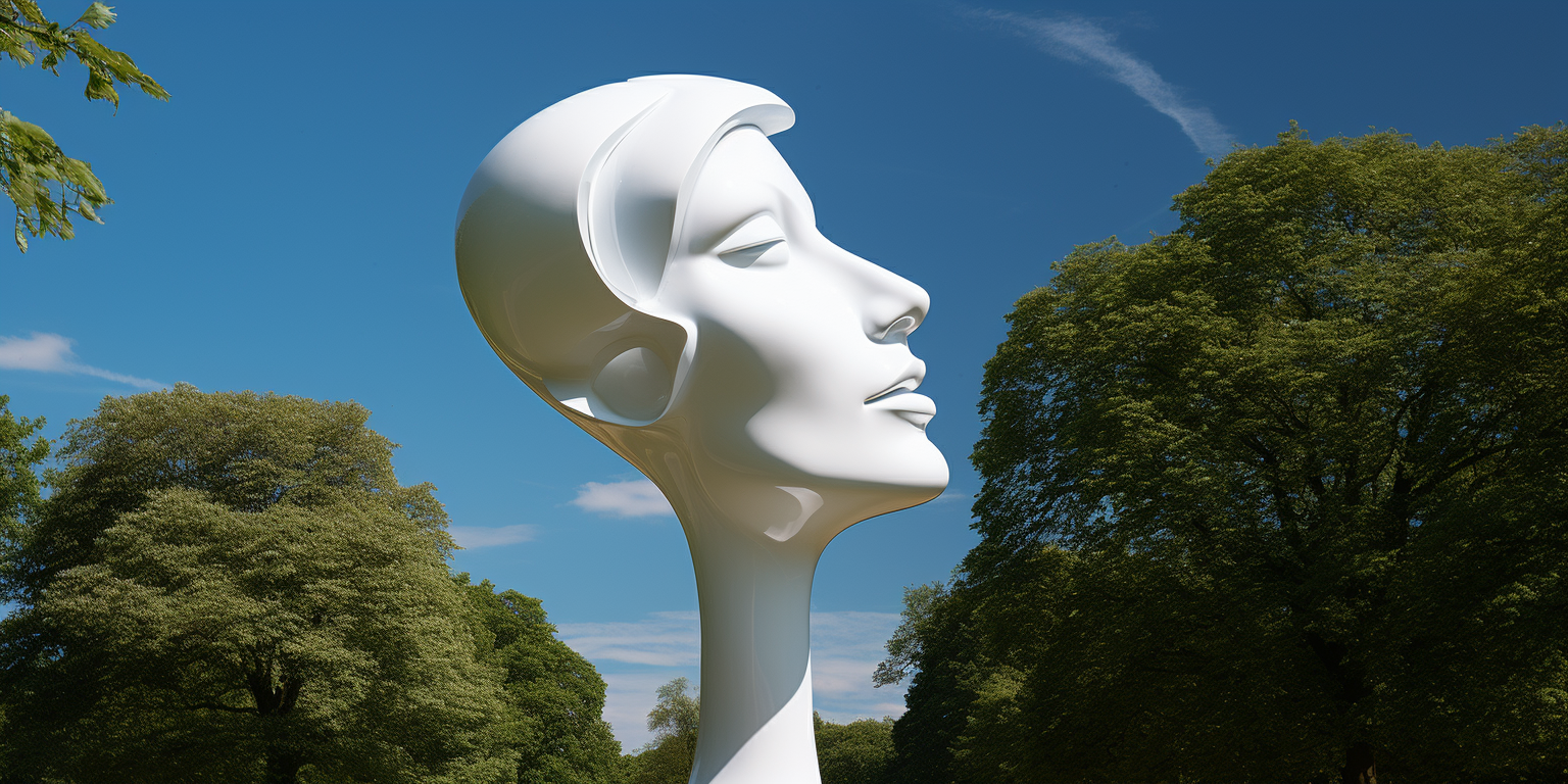 Graceful white sculpture in park