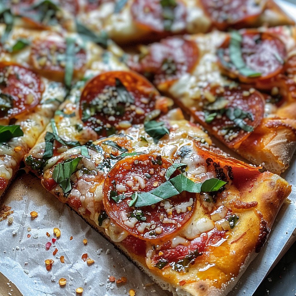 Delicious pizza slices close-up