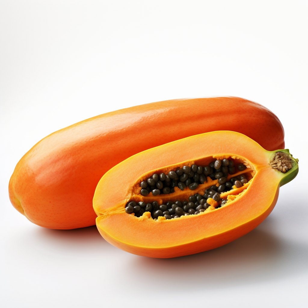 Delicious and Ripe Papaya on White Background