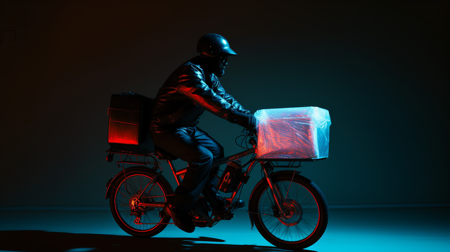 Delivery Boy on Bike with Thermal Camera