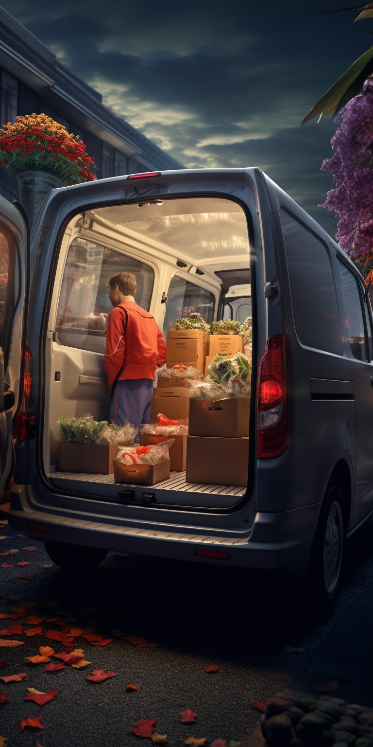 Delivery driver loading Toyota Proace van