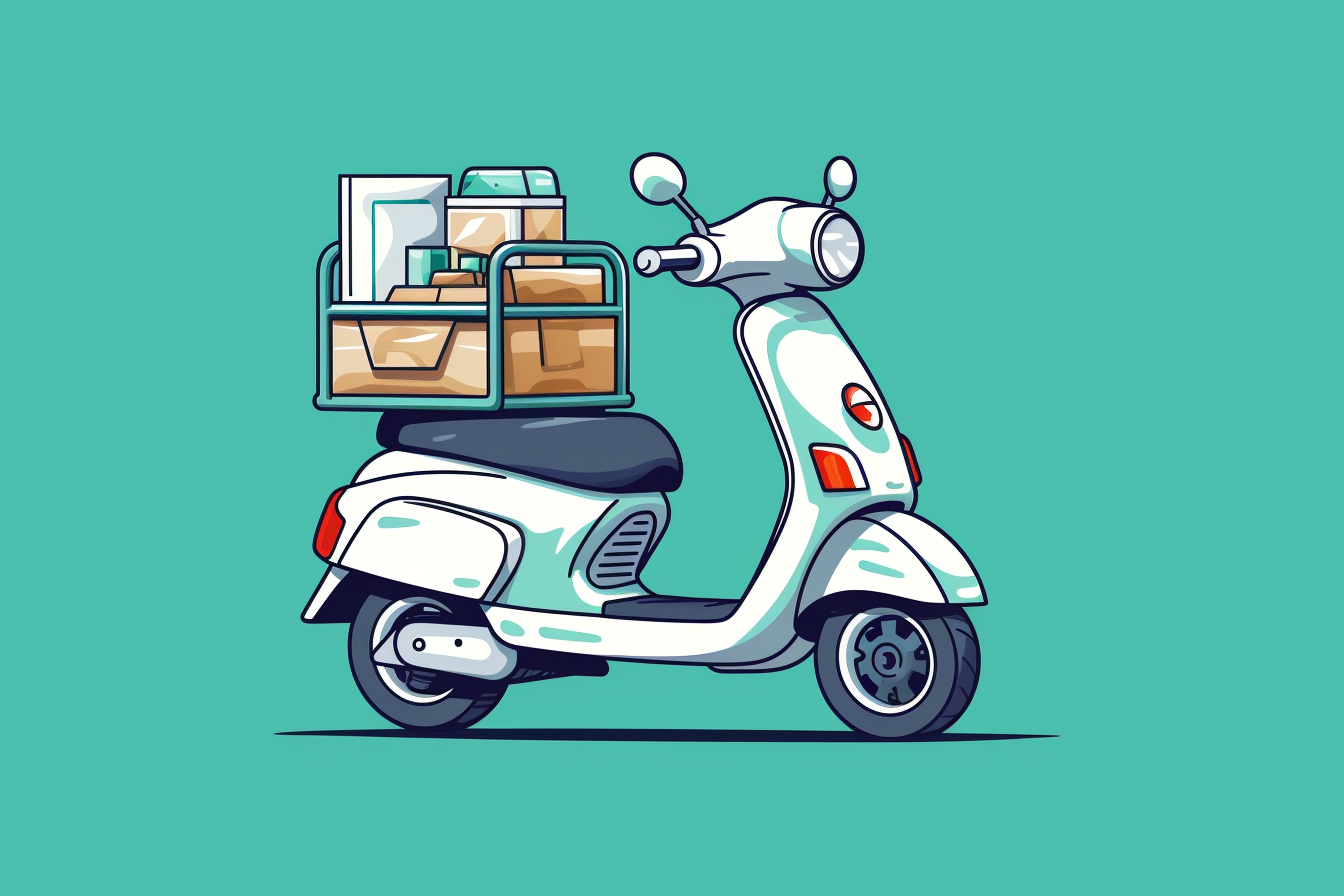 Delivery scooter transporting medicines and pills