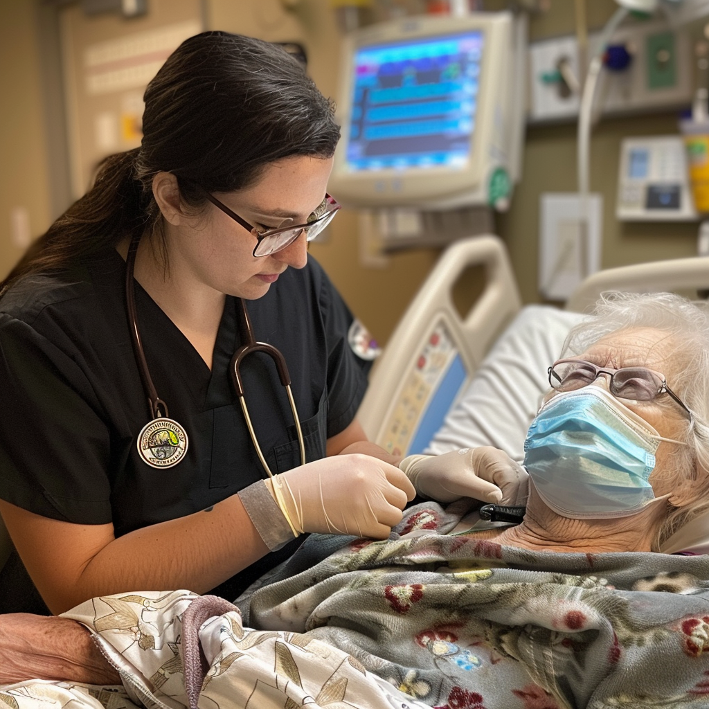 Dementia patient receiving help