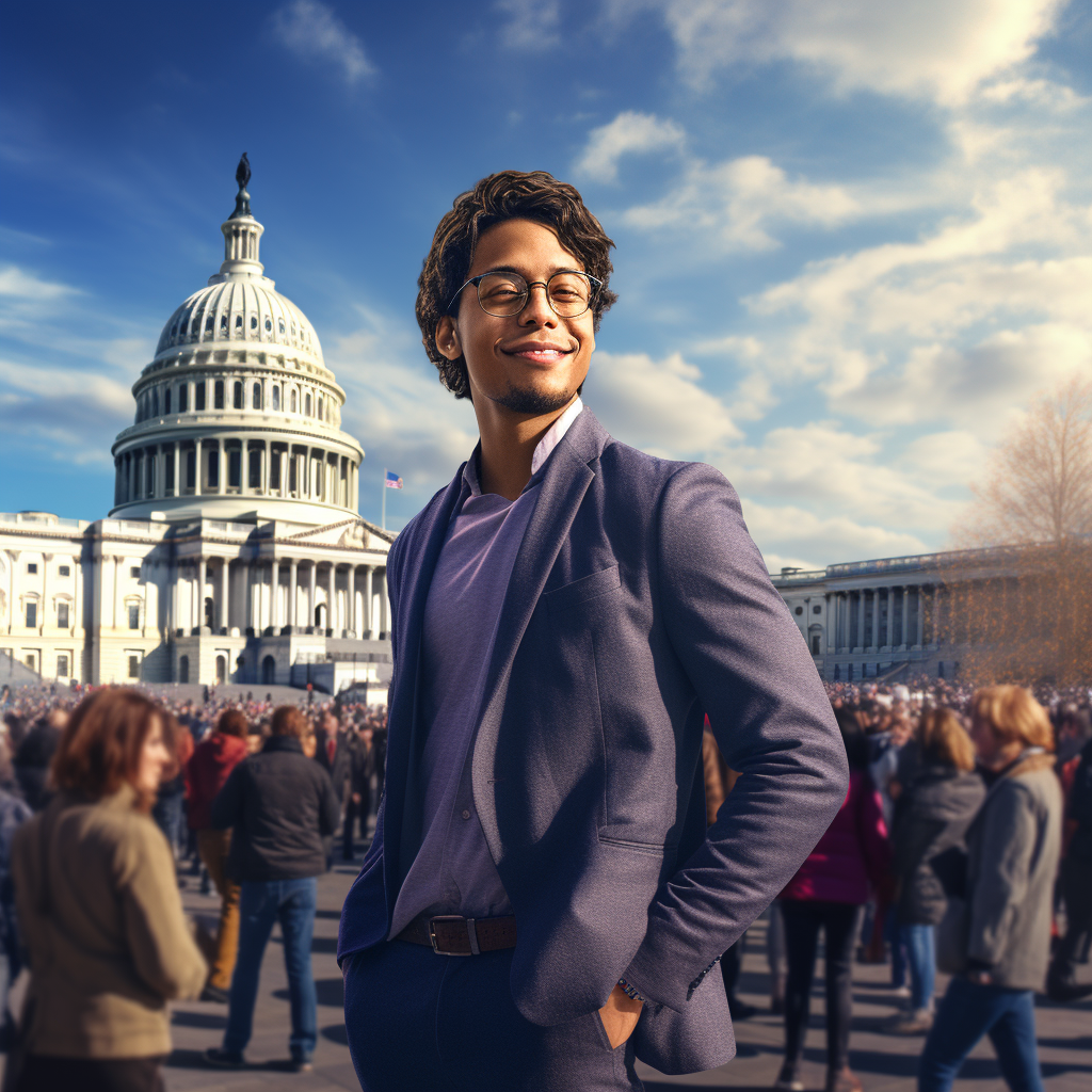 Democrat Person with Washington DC Capitol Building