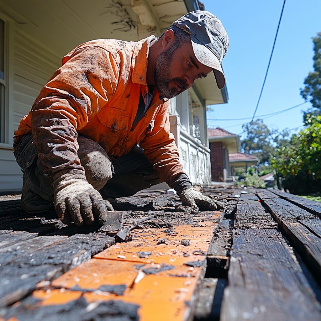 Demolition Worker Removing Decking Brisbane