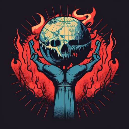 Demon hands holding globe vector