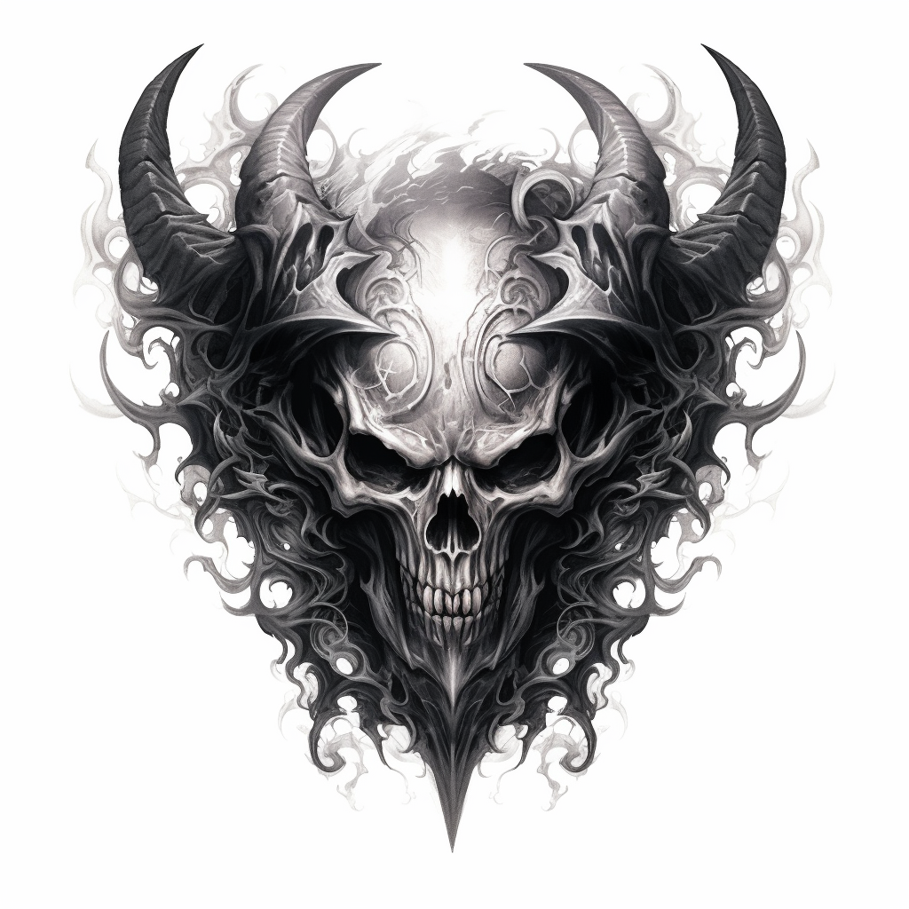 Demon Skull Tattoo Illustration