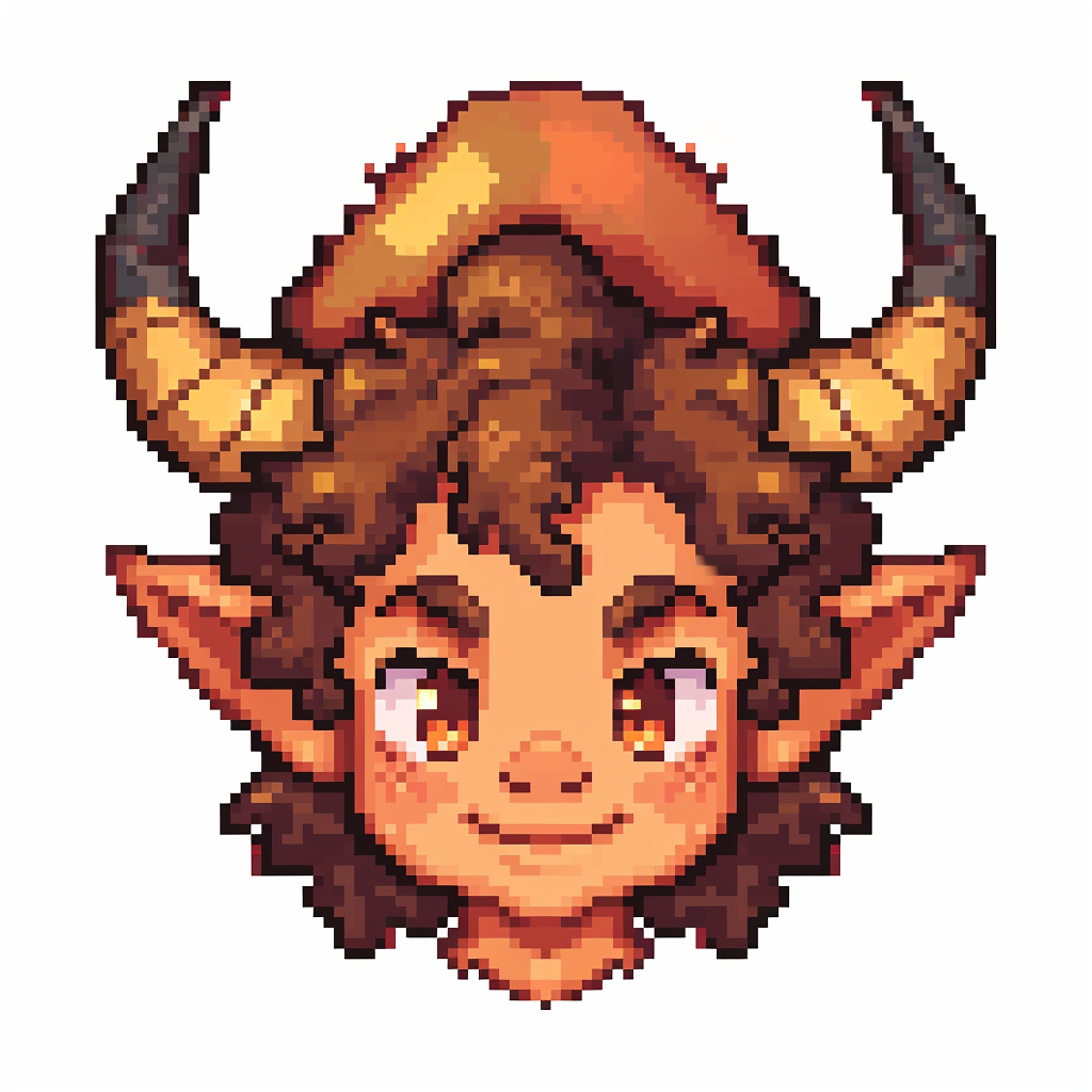 Demon Warrior Headshot Torso Pixel Art