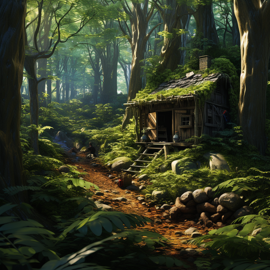 Dense Forest Hut Nature Rich