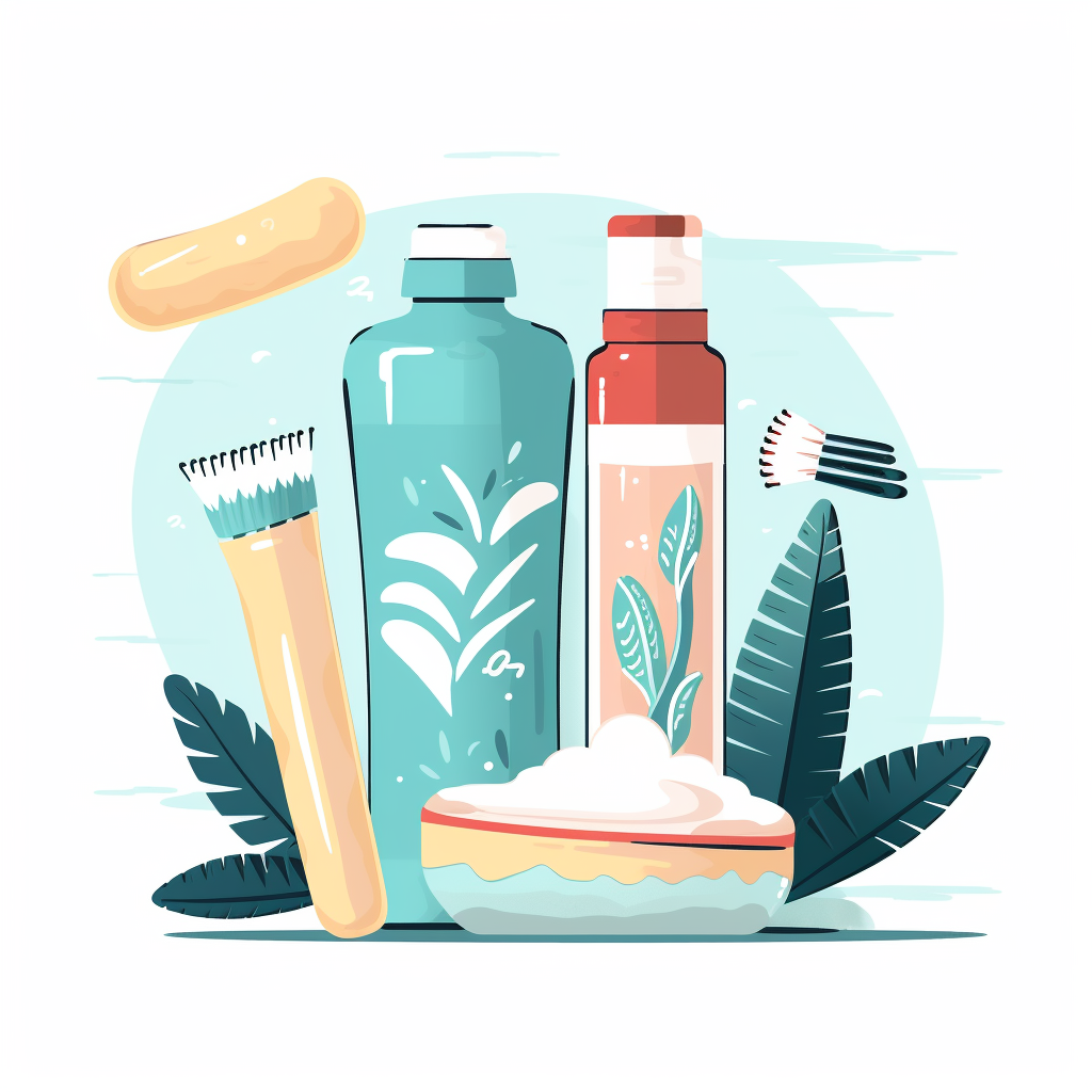 Dental hygiene care products on white background