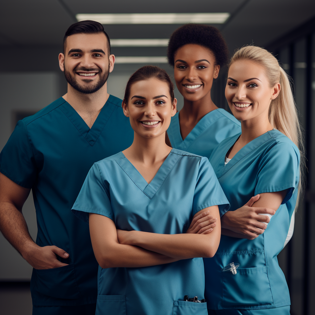 Dental team standing confidently together