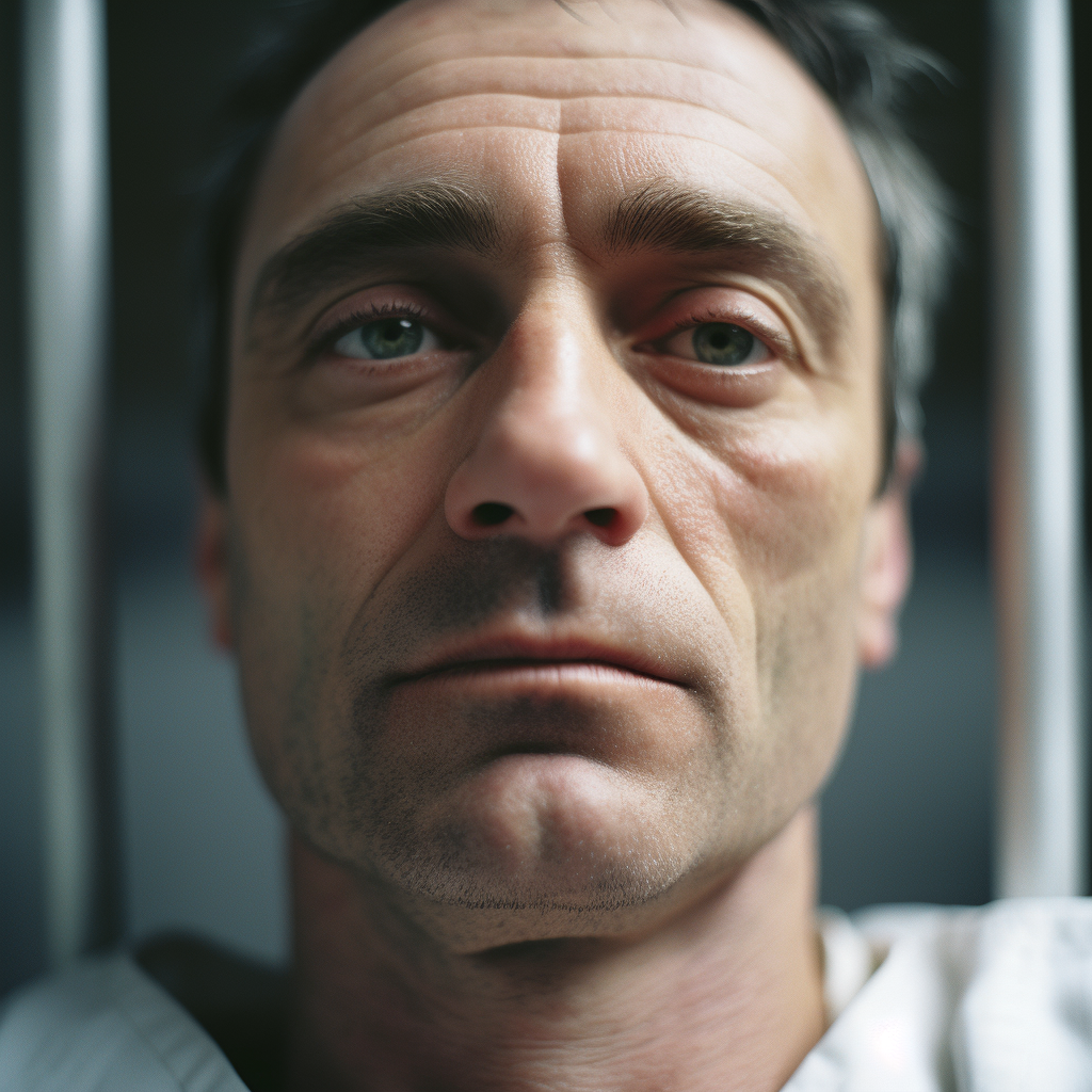 Depressed middle aged prison inmate