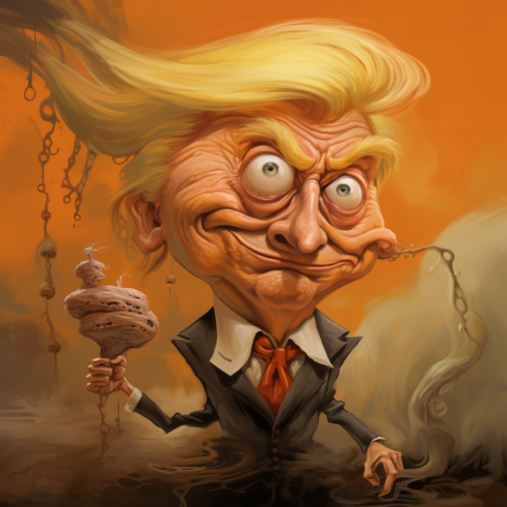 Artwork of deranged Donald Trumps