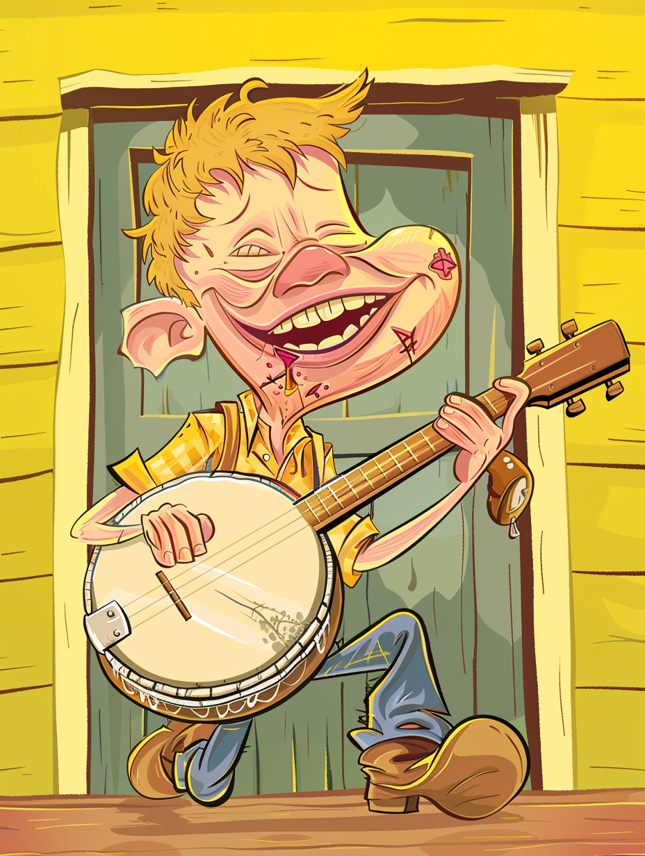 Smiling kid with banjo