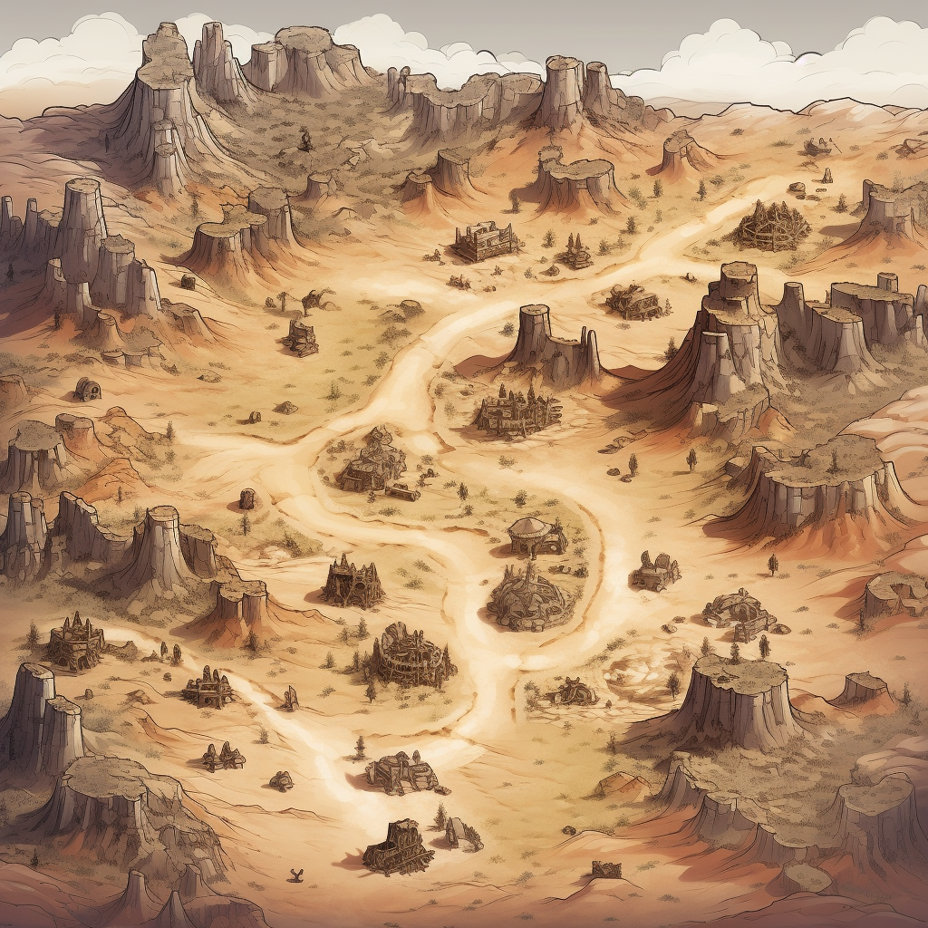 Desert battle map illustration