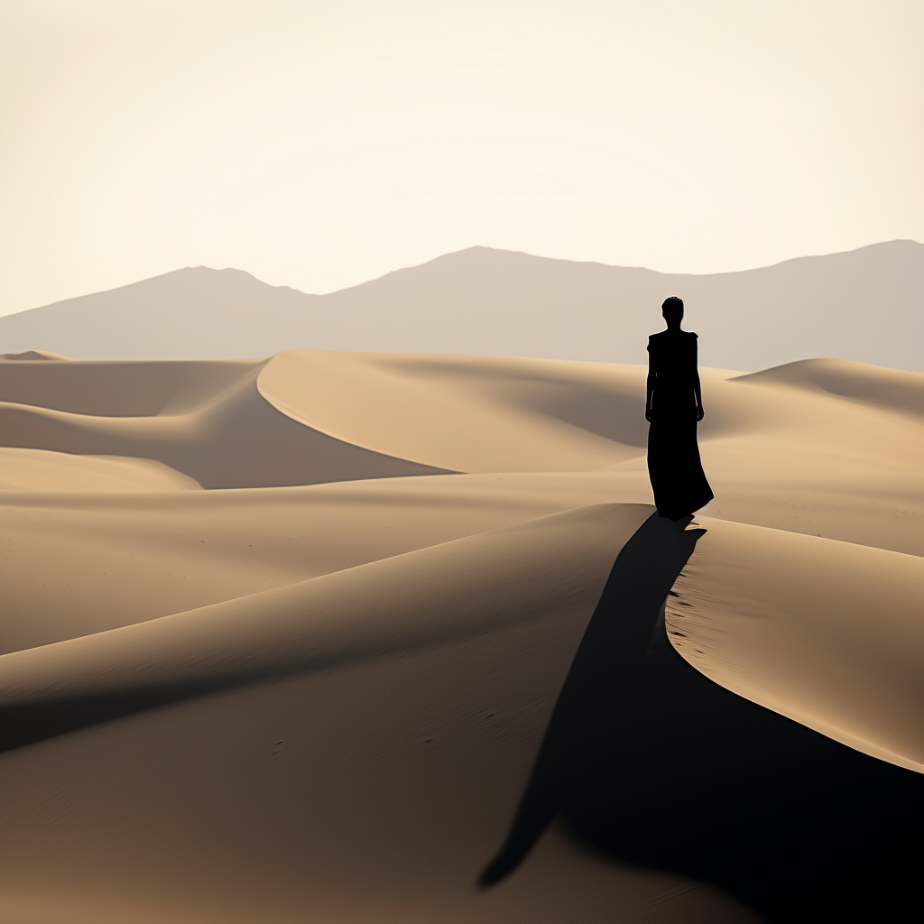 Black woman in desert dunes