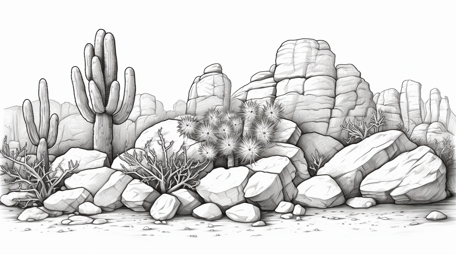 Outline of desert cactus rocks