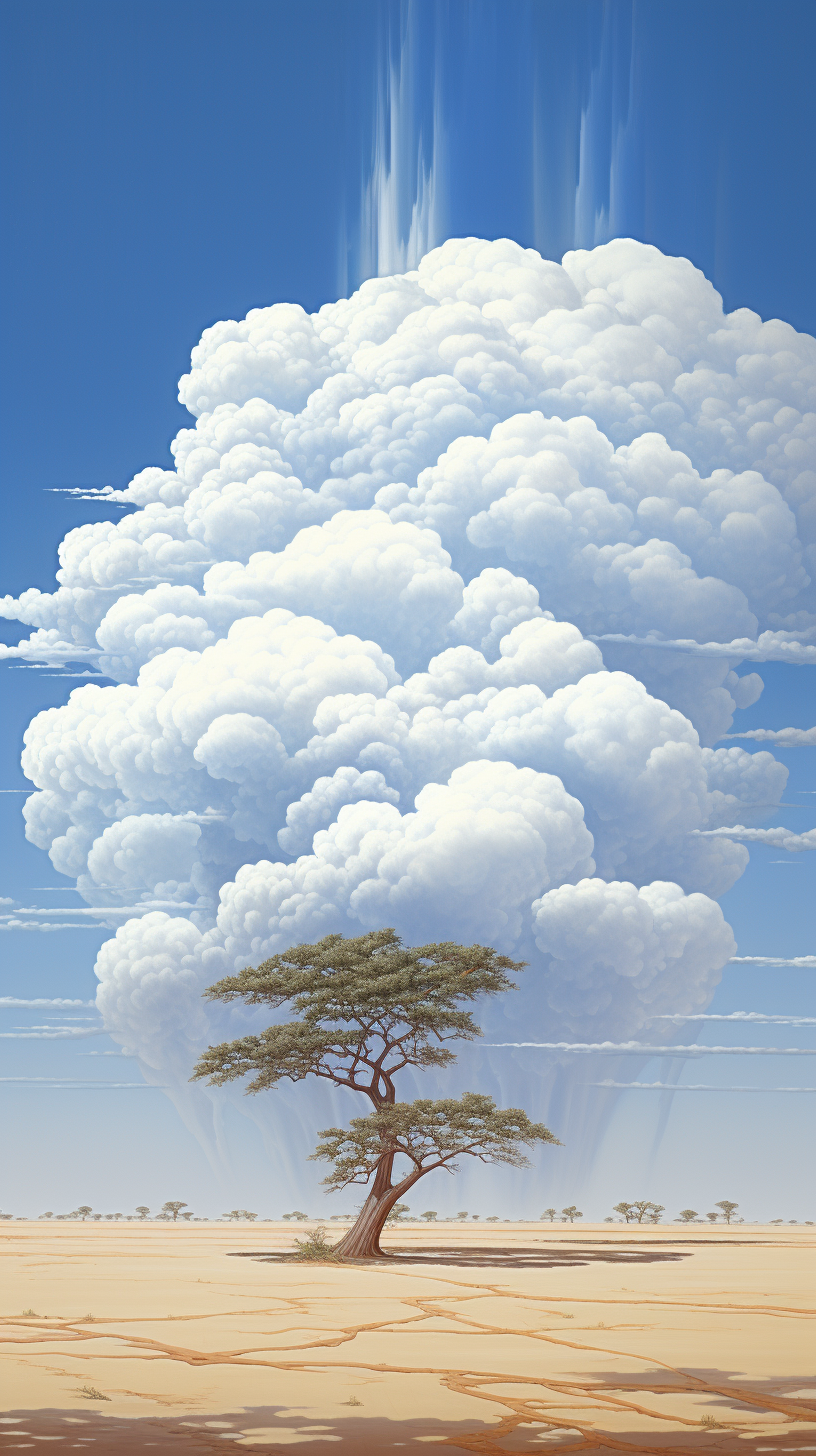 Beautiful cloud tree in the desert