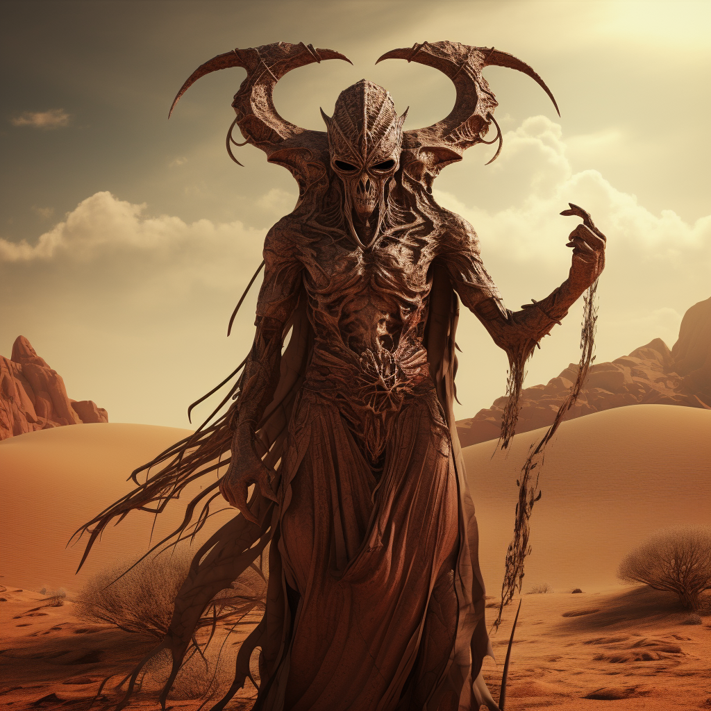 Medieval desert demon with an imposing presence