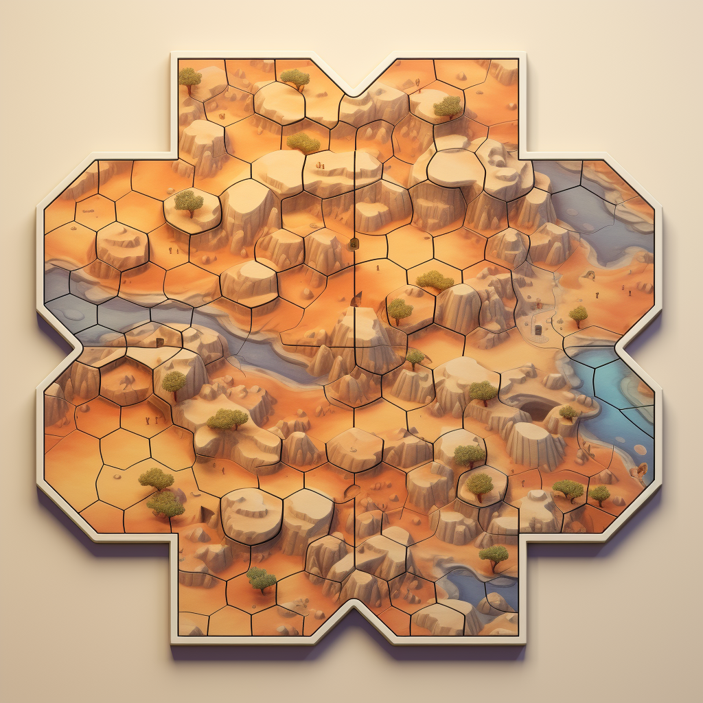 Isometric hex map of a desert