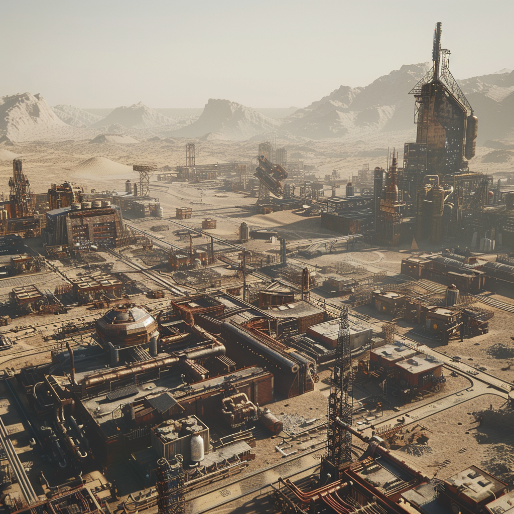 City in Desert Industrial Area